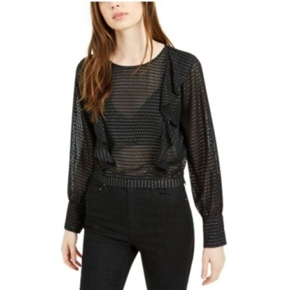 Size Small Bar III Ruffled Metallic-Dot Blouse - Picture 1 of 1